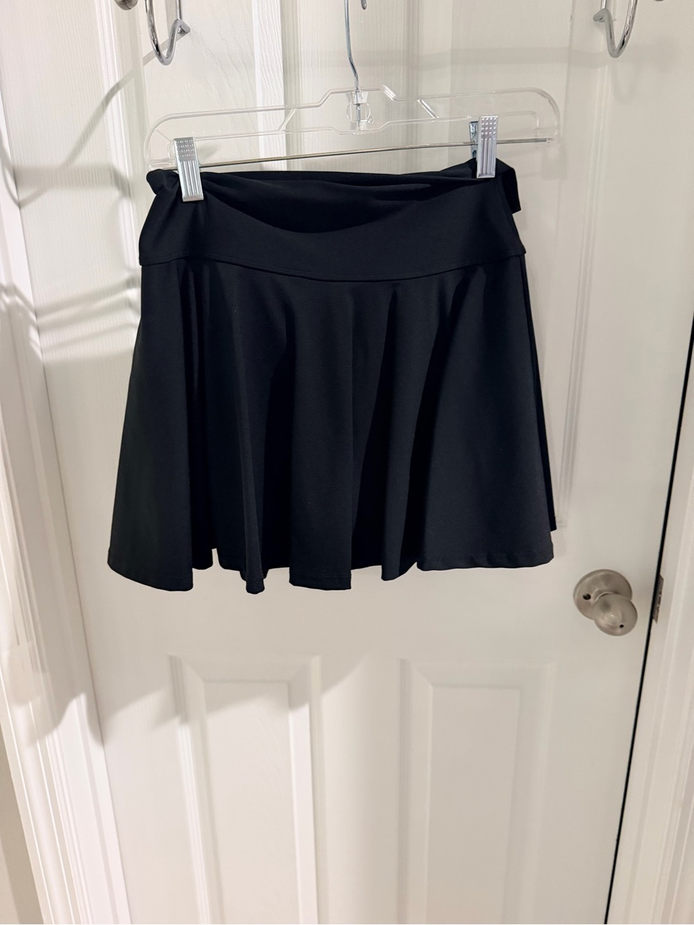 High-Waist Black Mini Short Skirt with Flared Hem and built in shorts - Picture 3 of 4